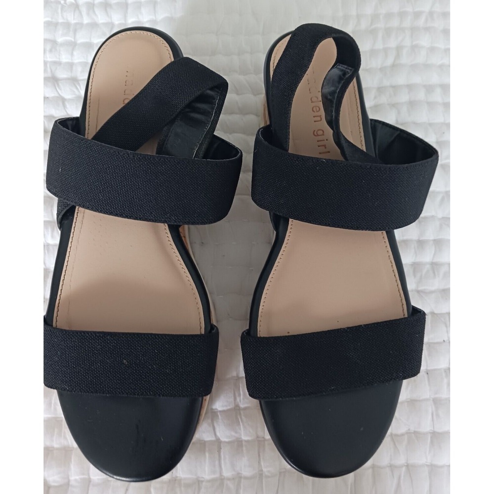 Madden Sandals Womens 7.5M Simone Platform Wedge Strappy Slingback Black Textile